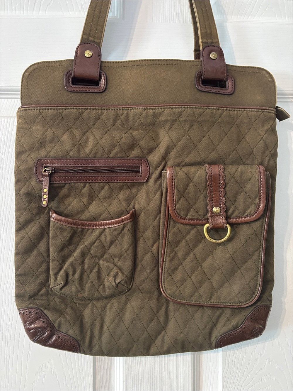 Vera Bradley Middleton Slim Tote Bag in Olive Green